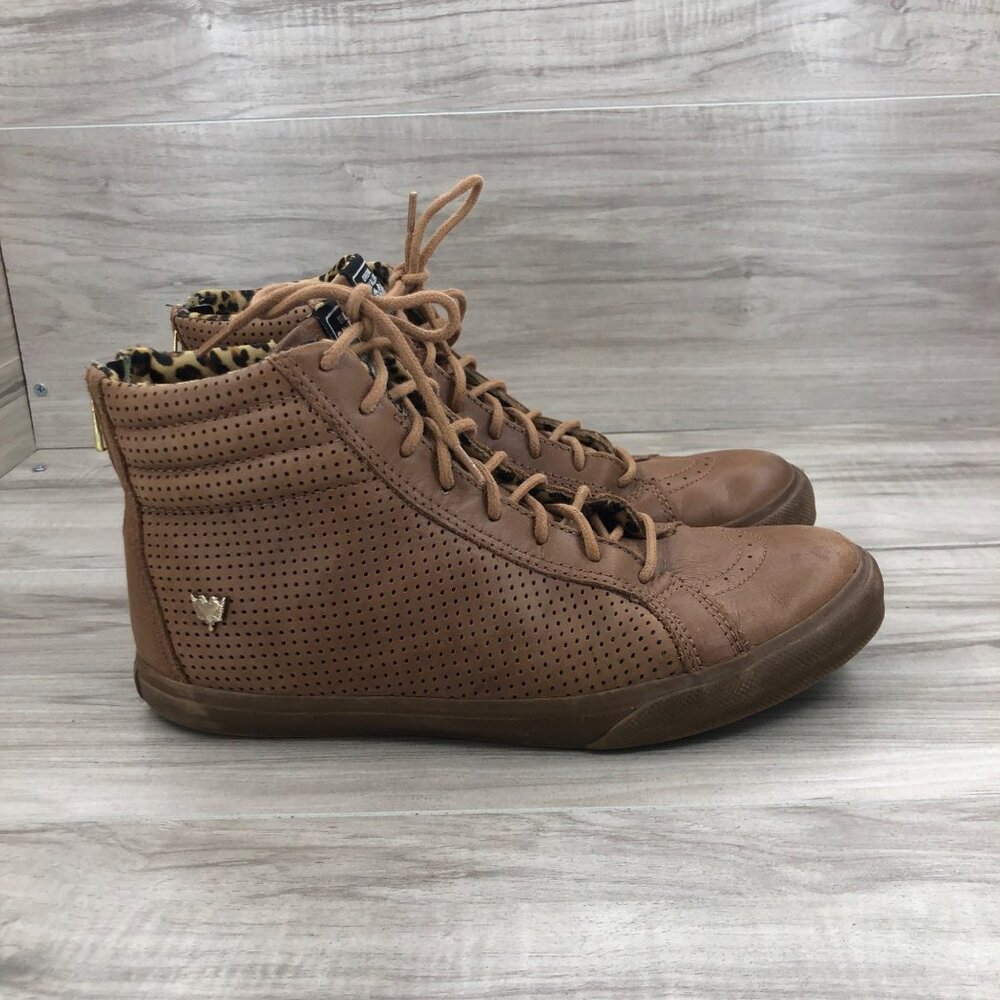 Cavalera Shoes Women's EU 40.5 Brown Leather Zip Lace Up High Top Sneakers